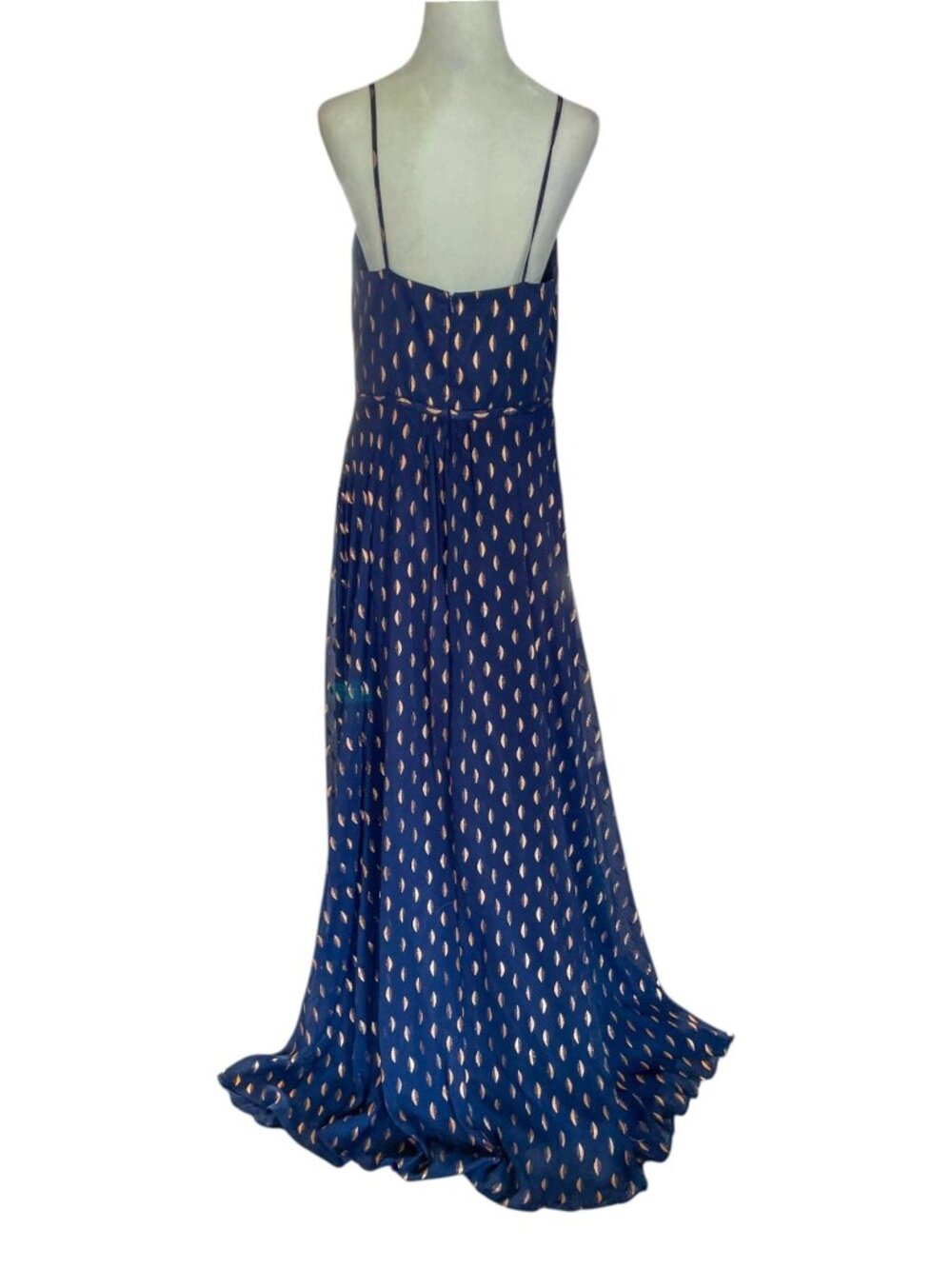AQUA Formal Celestial Navy & Gold Metallic Foil Maxi Dress SZ 12 Floor Length - Picture 15 of 15